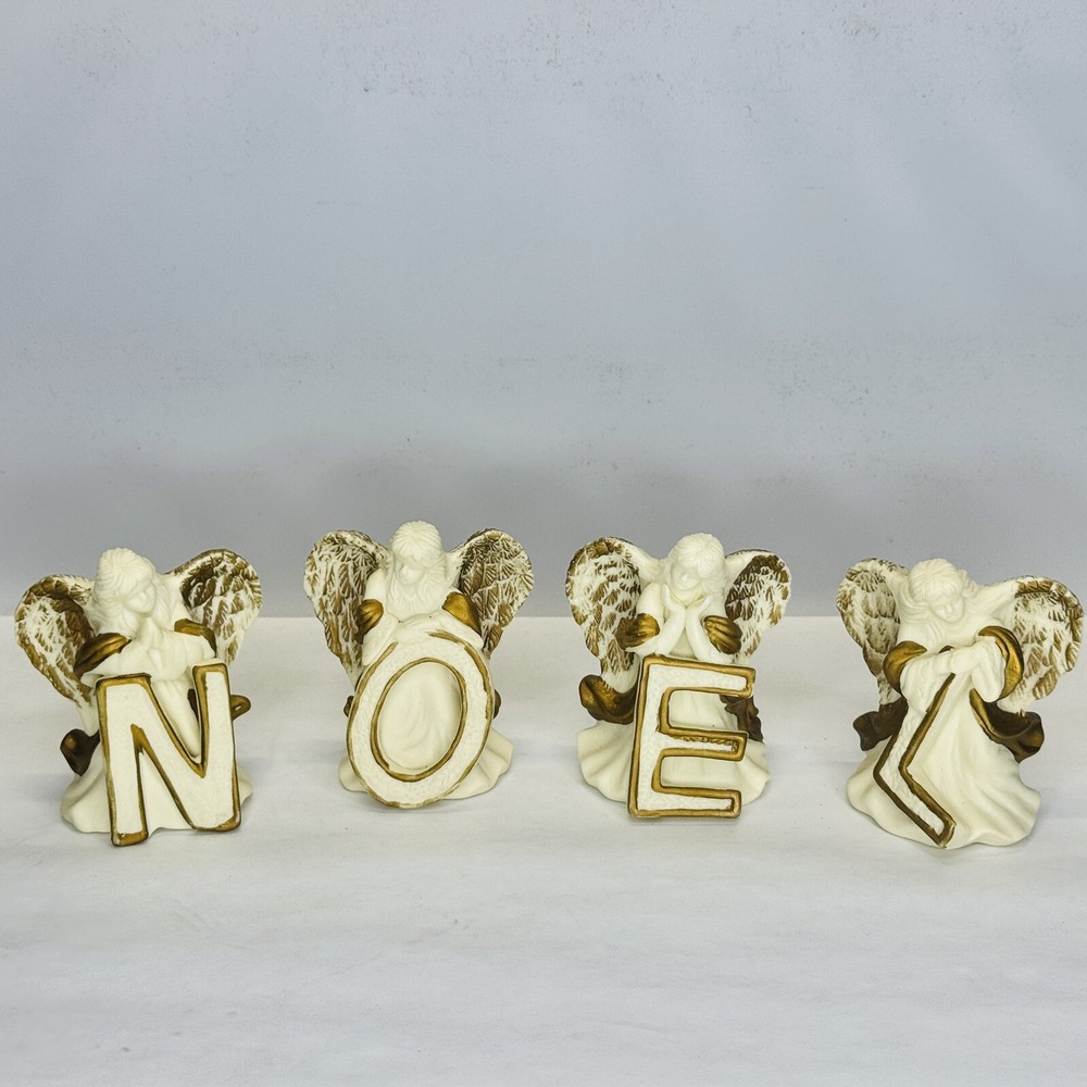 Christmas Noel Angel Letter Figurines made by Dicksons‎ Porcelain boxed